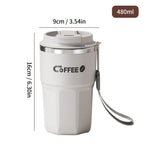 WORTHBUY Coffee Mug With Lid&Handle 304 Stainless Steel Tea Milk Coffee Cup Double Wall Insulated Anti Scalding Drinking Cup