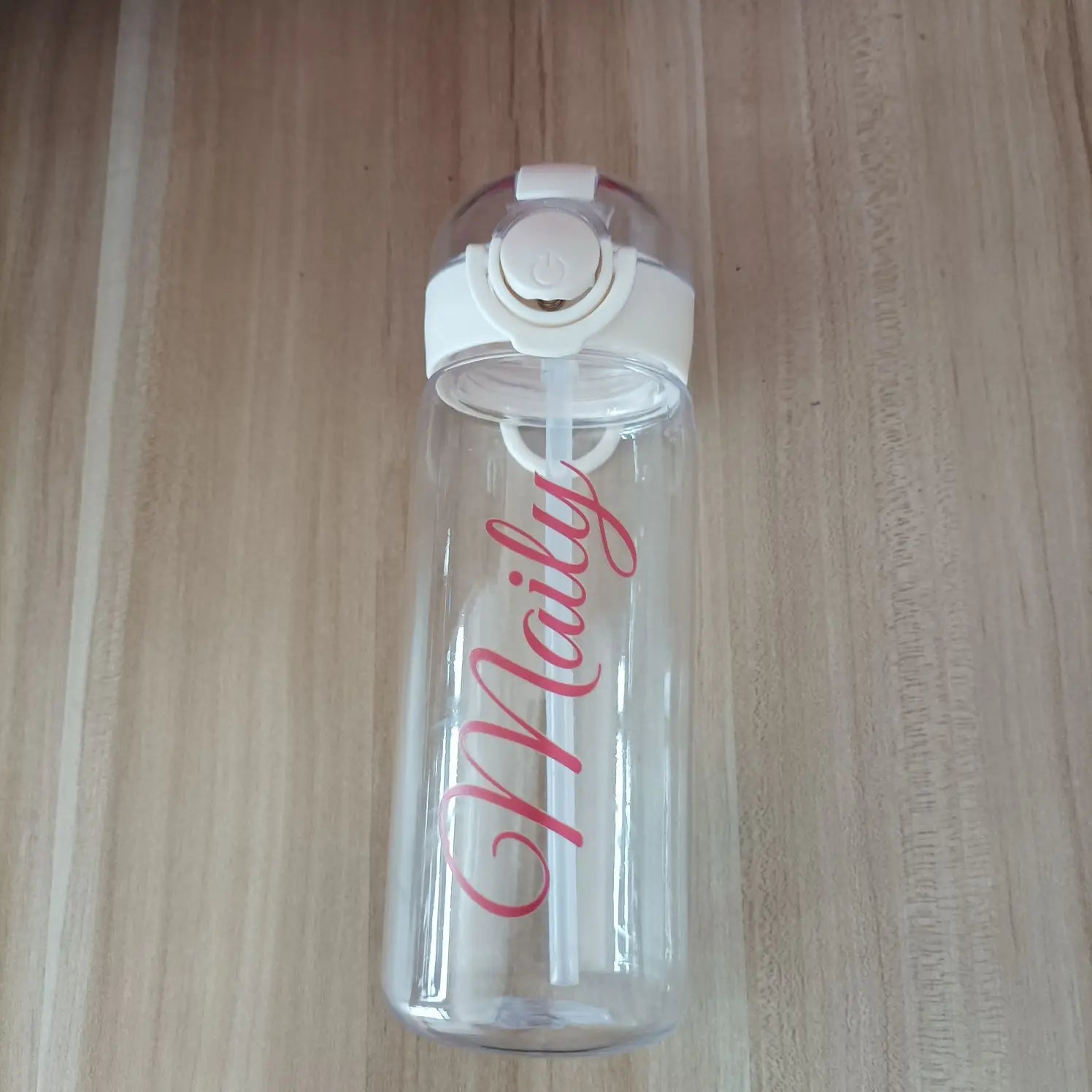 DIY 400MLSchool Bottle Plastic Customize Print Name Kid's Children Cup Straw Tube Ring Handle Easy Take Food Safety Material