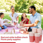 10/20/50pcs Red and White Checkered Disposable Paper Cups for BBQ Chrismas Holiday Party Decor Home Used Coffee Milk Paper Cups