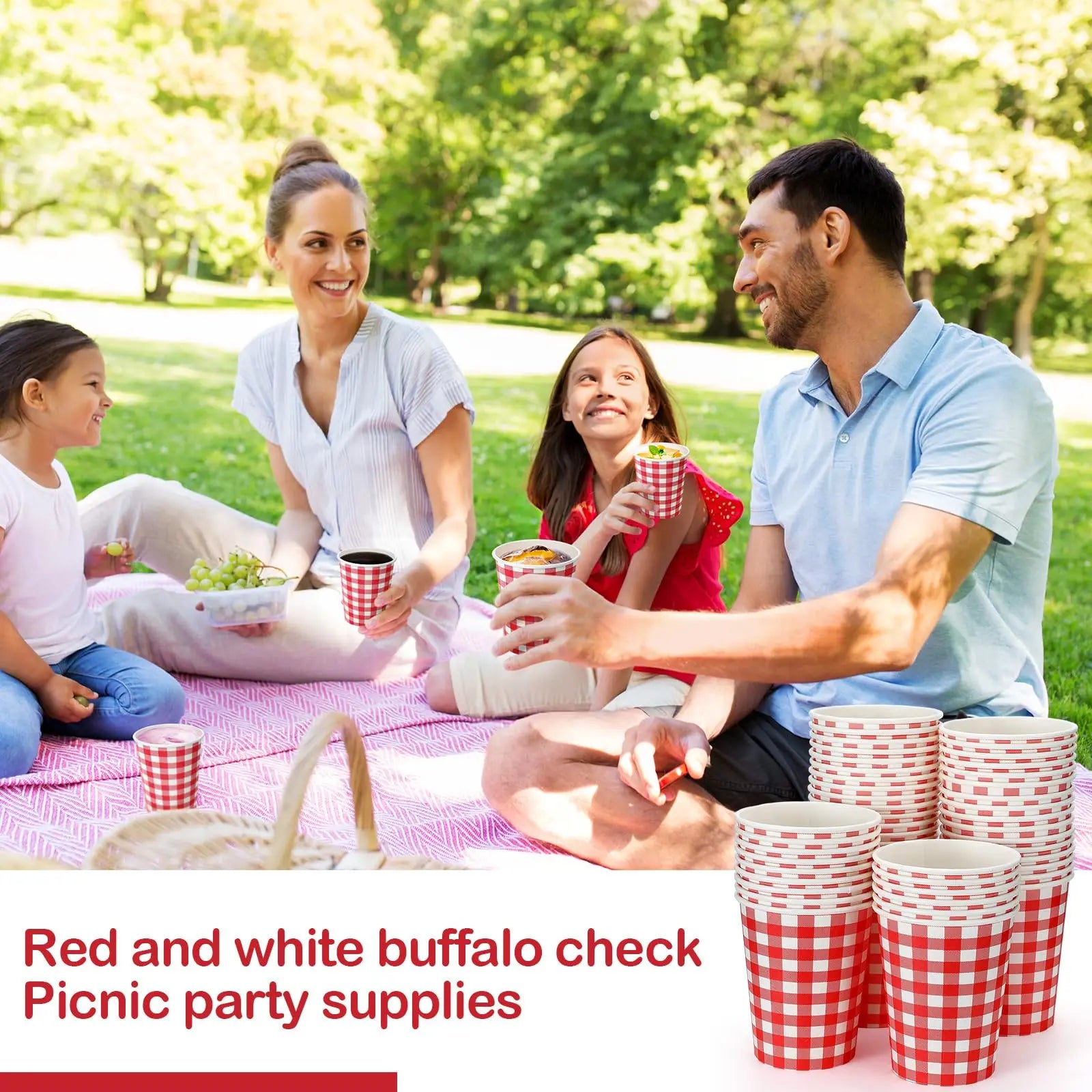10/20/50pcs Red and White Checkered Disposable Paper Cups for BBQ Chrismas Holiday Party Decor Home Used Coffee Milk Paper Cups