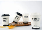 50pcs Thick Double-layer Coffee Paper Cup Disposable 90mm Caliber Hot Drink Leak Proof with Lid Shop Takeaway Paper Cups
