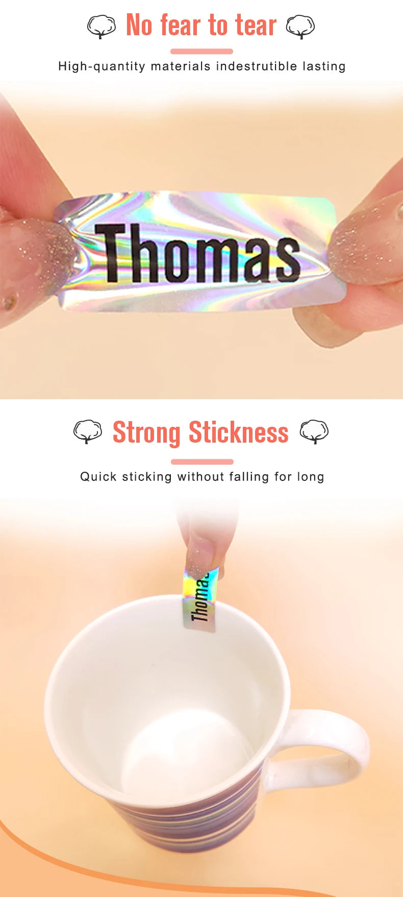 Name Tag Sticker Custom Kawaii Waterproof Adhesive Stationery Decals Personalize First Name Label for Children School Bottle