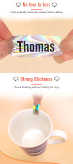 Name Tag Sticker Custom Kawaii Waterproof Adhesive Stationery Decals Personalize First Name Label for Children School Bottle