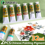 Marie's Chinese Painting Pigment Set,2pcs 20 Colors 32ml/1.13oz Tube,Watercolor Sumi Paint Kit for Drawing,Writing,Ink,Landscape