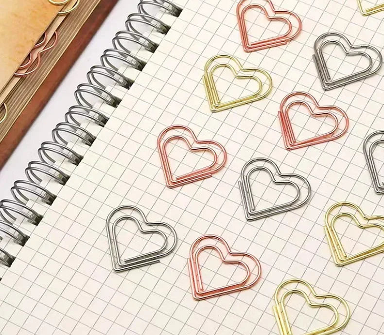 30pcs/pack Colorful Multi Shaped Heart-shaped Paper Clips, Colorful Macaron Mini Shaped Paper Clips