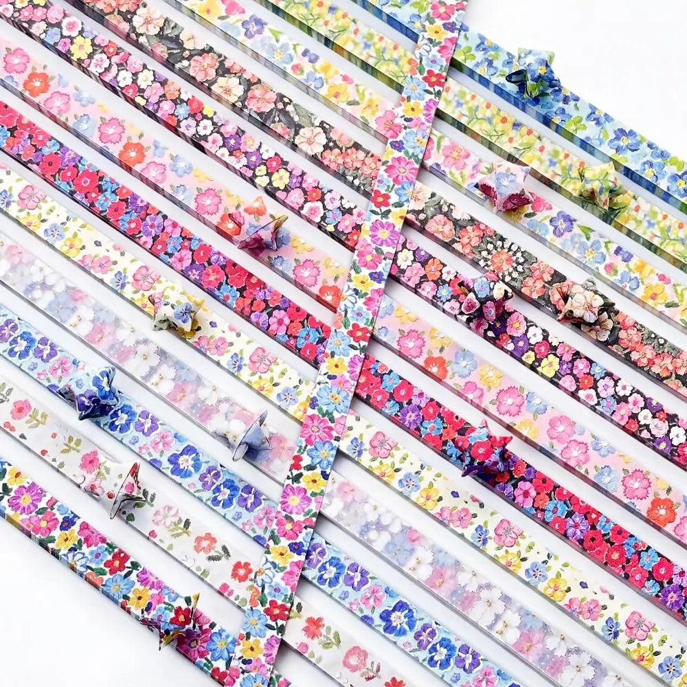 Oil Painting Series Origami Paper Double-Sided Printed Decorative Folding Paper Colorful Paper Star Strips Handmade Projects