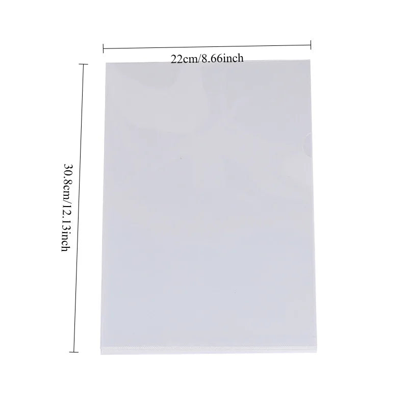 10pcs L-Type A4 Folder Monolithic Folder File Protective Cover Transparent File Envelope Folder