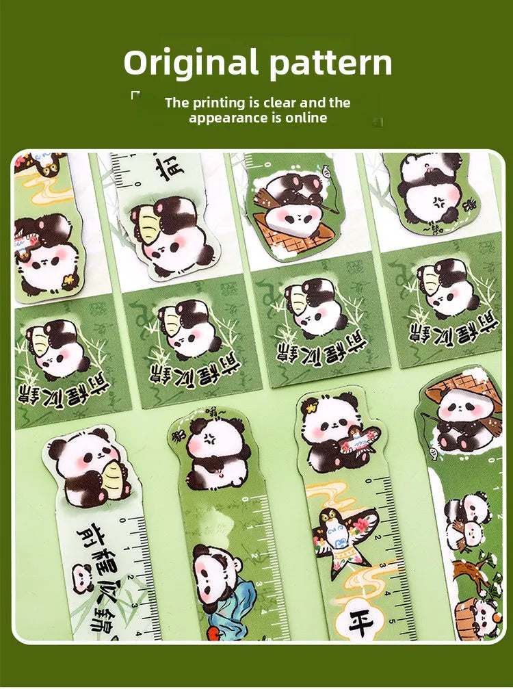 Cute Panda Magnetic Bookmark Ruler Student Creative Flexible Ruler 15cm Cartoon Rabbit Bear Capybara Magnetic Straight Ruler