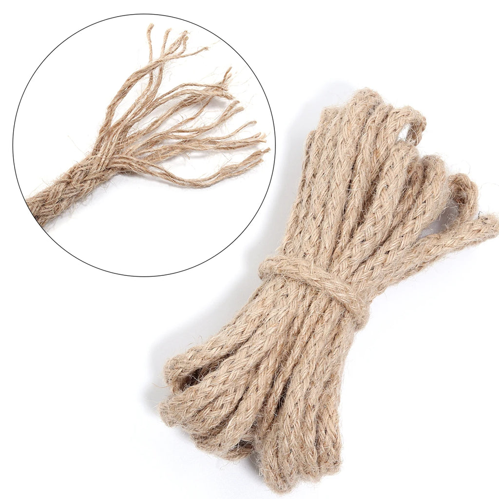 10yards/pack 6/8mm Natural Jute Rope Bold Eight Strand Twisted Cord Rope For Home Crafts Party DIY Clothing Gift Packing Decor