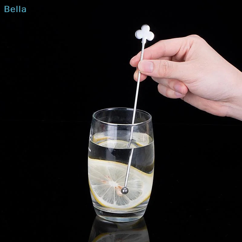 ♩Stainless Steel Stirring Stick Long Handle Bar Spoon Star Heart Shape Cocktail Stirrer For Coffee Milk Tea Home Cafe Decor 1PC