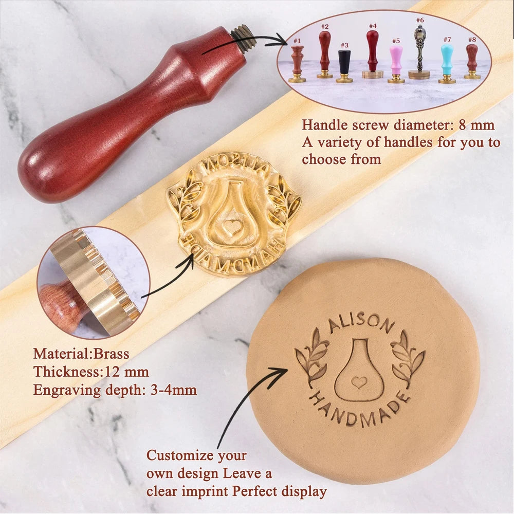 Custom Pottery Stamp for Clay Stamps Personalized Logo & Design Maker,Perfect for Ceramics Logo Design Seal (2.5cm- 5cm)