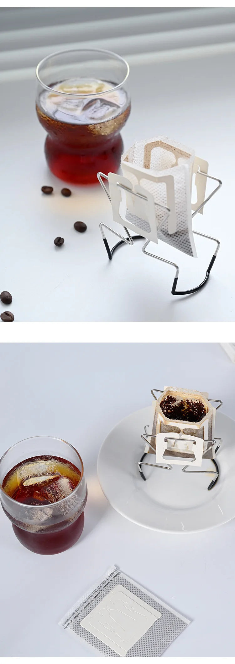 Cafe Drip Bag Coffee Holder,Stainless Steel Coffee Filter Holder,Outdoor Japanese Style Hanging Ear Coffee Holder,Portable Stand