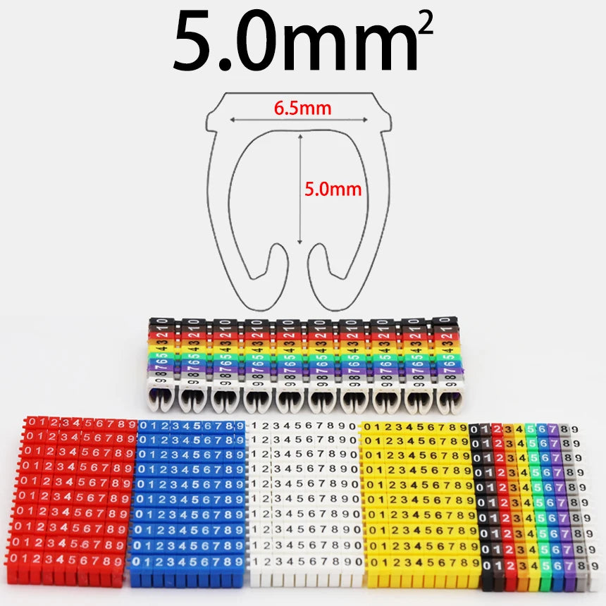 0.3-10mm2 Arabic Numerals 0-9 0123456789 Number Network Cable Wire C Type Clip Marker Tag Label Cord Marking Stuck Cord Sleeve