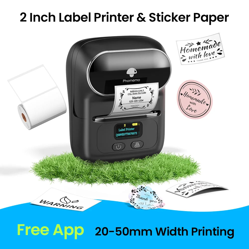 Phomemo Label Printer M110 Label Maker Barcode Label Printer for Address, Barcode, Clothing, Photo,Logo,Jewelry,Retail,Business