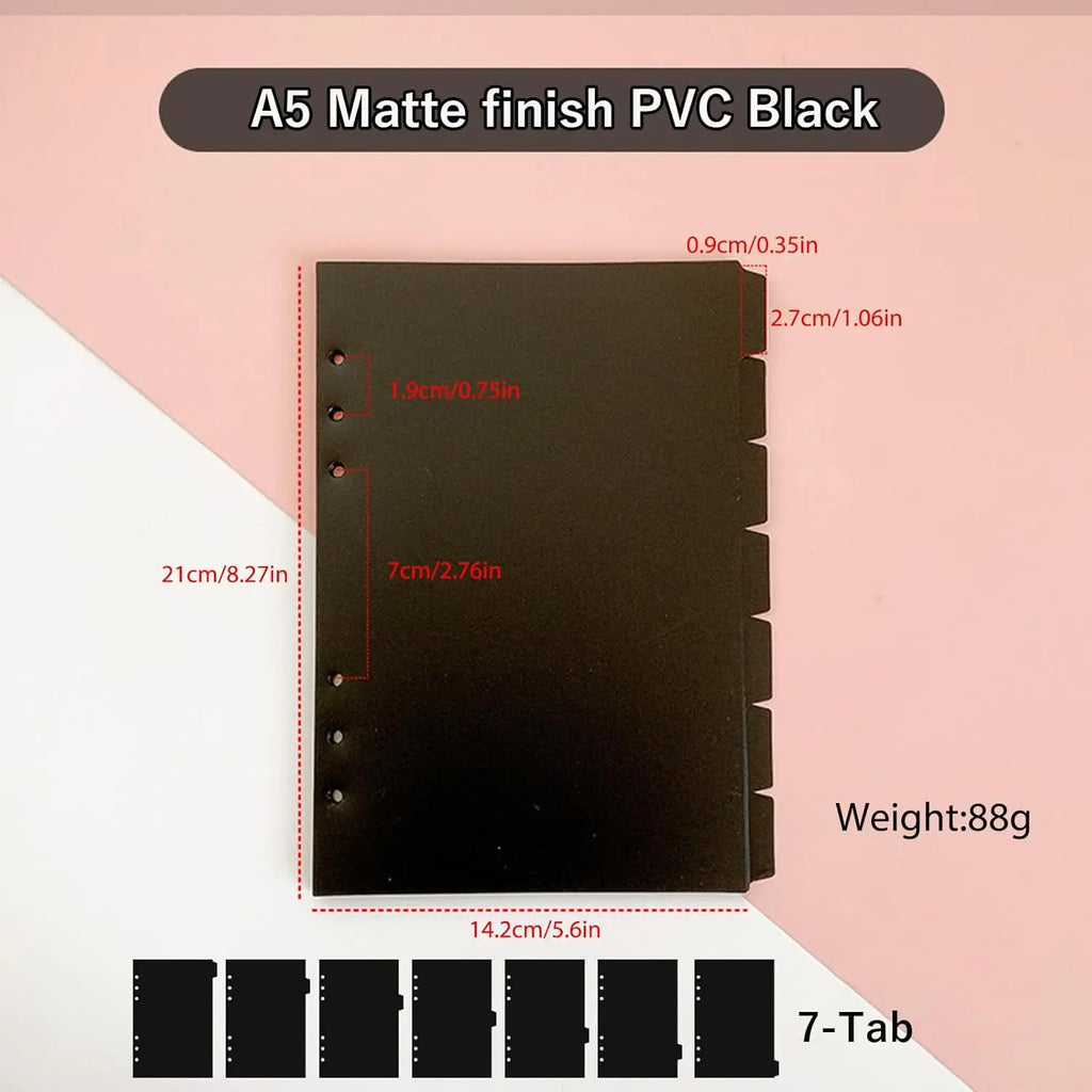 A5/A6 6 Sheets Binder Paper Dividers Page Dividers Notebook Dividers Binder Tabs Dividers Plastic Tabs Dividers Tabs for Binder