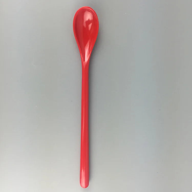 7pcs Candy Color Plastic Long Handle Dessert Spoons Dinner Tea Spoon Tableware Flatware Stirring Coffee Kitchen Scoops Soup