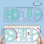 Rotary Multi-function Geometric Drawing Ruler Protractor Learning Measuring Tool Creative Stationery Gift School Office Supplies