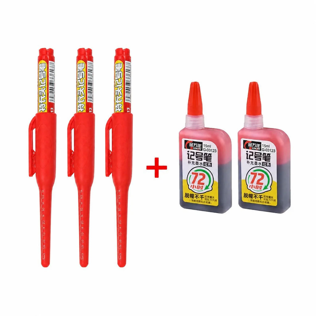 1-6Pcs 45mm Waterproof Long Head Nib Deep Hole Markers Pen Tile Carpenter Pen Multi-purpose for Woodworking Black/Blue/Red Ink