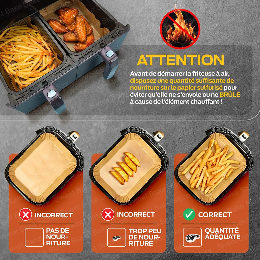 Air Fryer Disposable Liners for Ninja Dual XL foodi AF300 AF400 AF451 Non-stick Parchment Paper Sheets Air Fryer Accessories