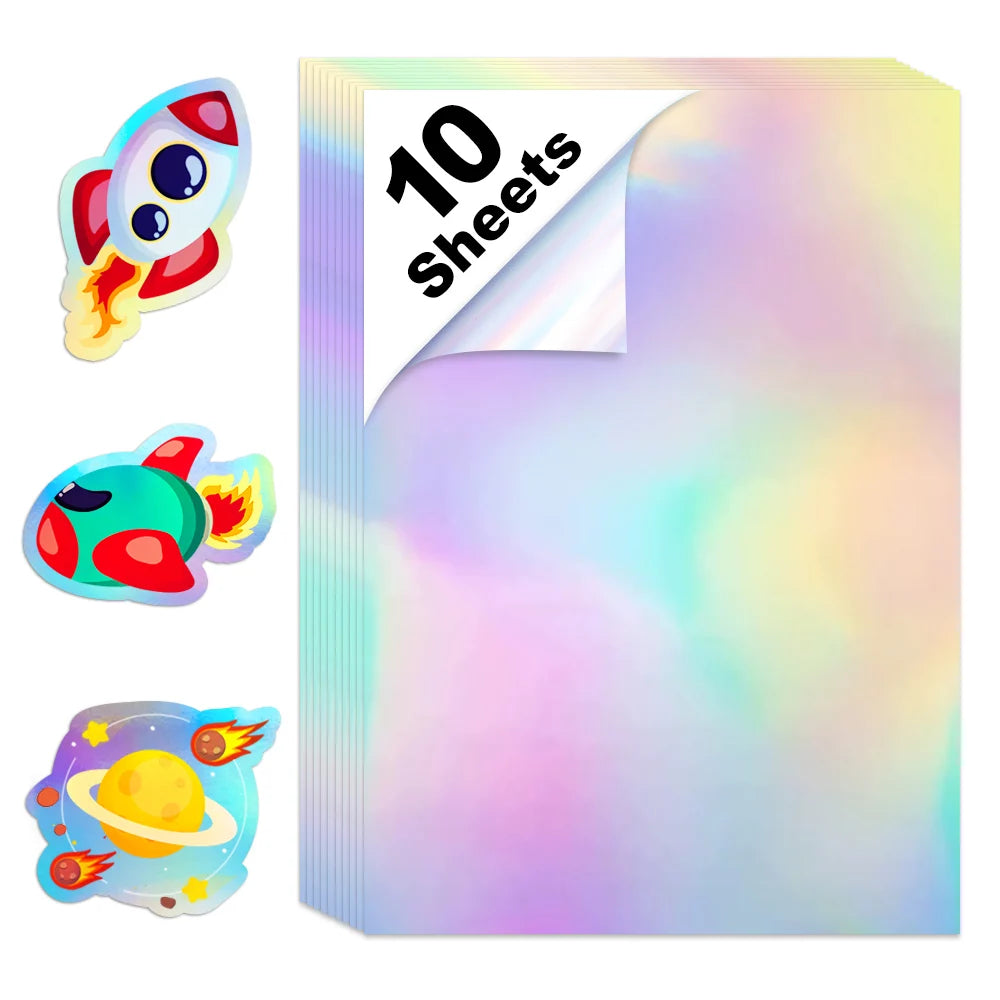 10 Sheets A4 Vinyl Sticker Paper Transparent Printabe Label for Inkjet Printer Self Adhesive Copy Paper Waterproof Sticker Decal