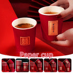 40/60 Pcs Chinese Style Wedding Red Cup Disposable Thicken Chinese Red Wedding Banquet Paper Cup Party Decor Supplies