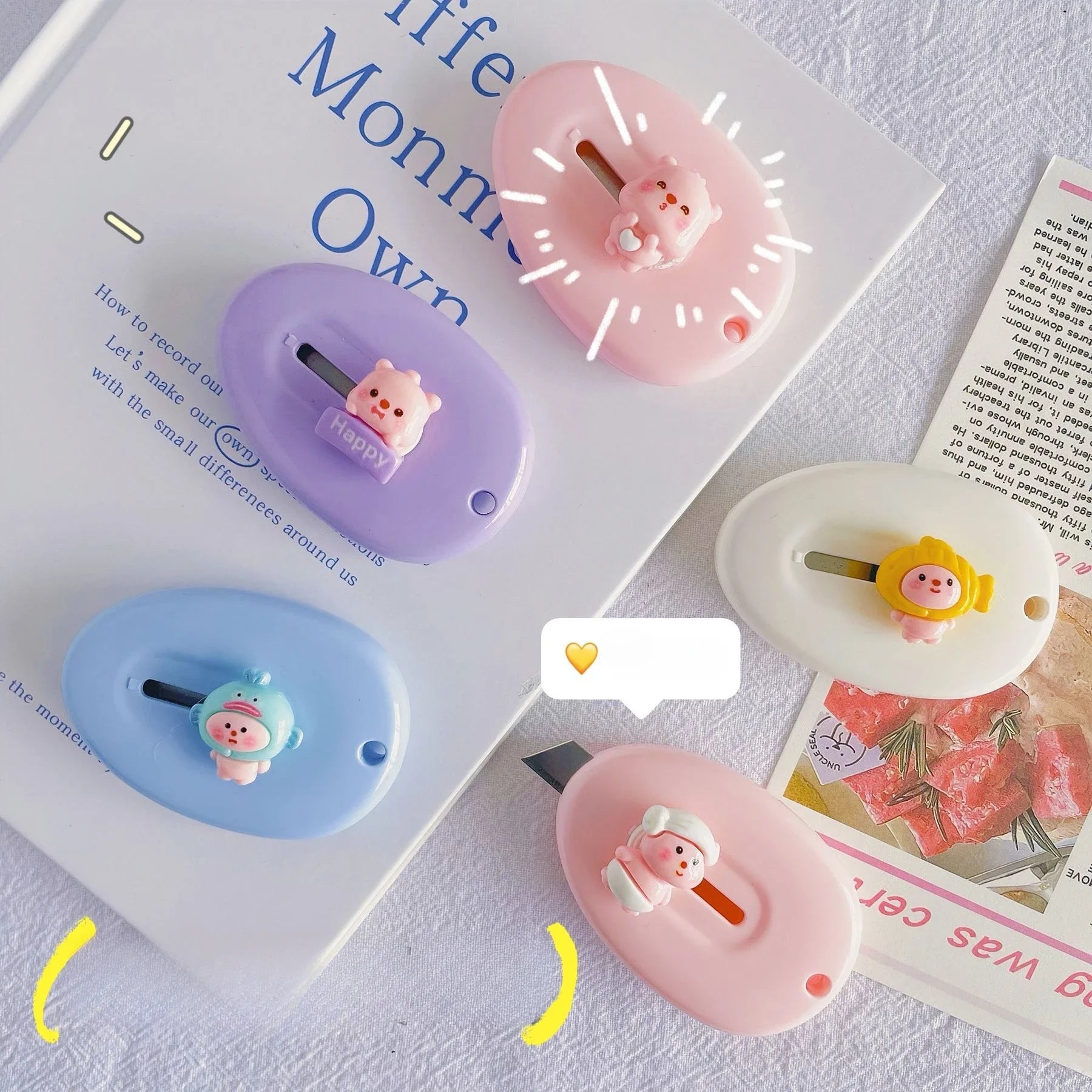 1pc Cartoon Mini Utility Knife Cutter Kawaii Letter Opener Sword Portable Open Box Student Hand Account Paper Knife Hand-made
