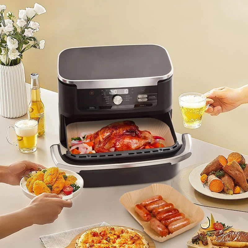Large Rectangle Air Fryer Disposable Paper Liner 31 cm Nonstick Airfryer Parchment Special Baking Paper for 3-9QT Cooking Basket