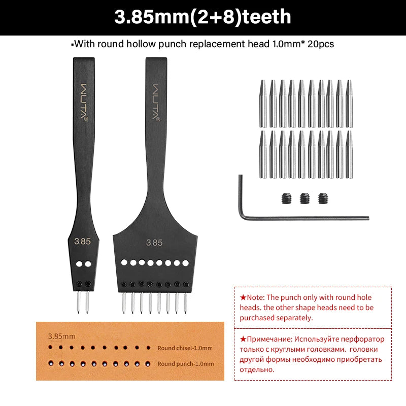 WUTA 3G Leather Punches Head Replaceable Pricking Iron Removable Diamond Olive Round Hole French Style Chisel DIY Craft Tools