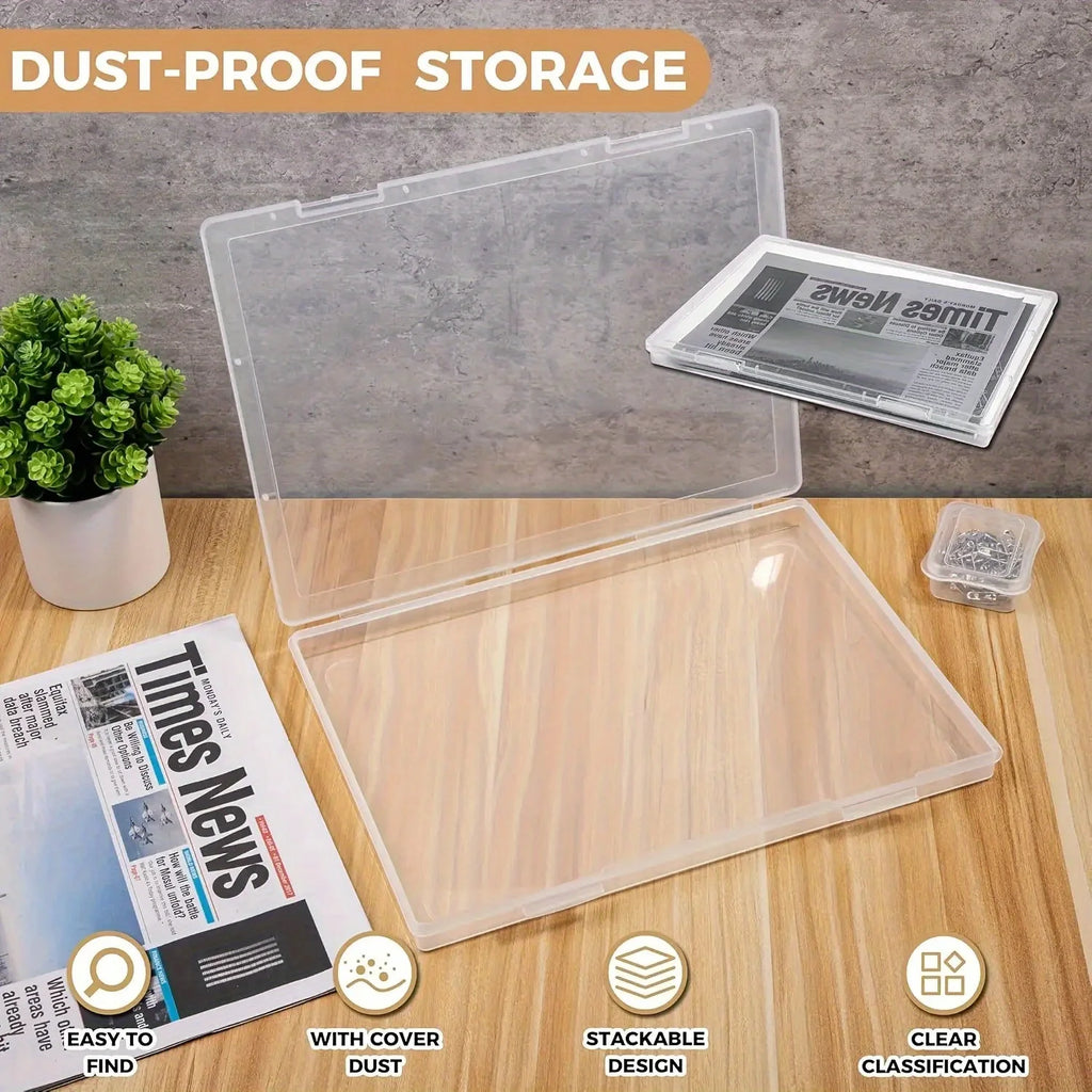 4/8 Pack A4 Plastic Storage Containers with Lids Organizing Home and Office, Gift Boxes for Presents, Document Storage for Pap
