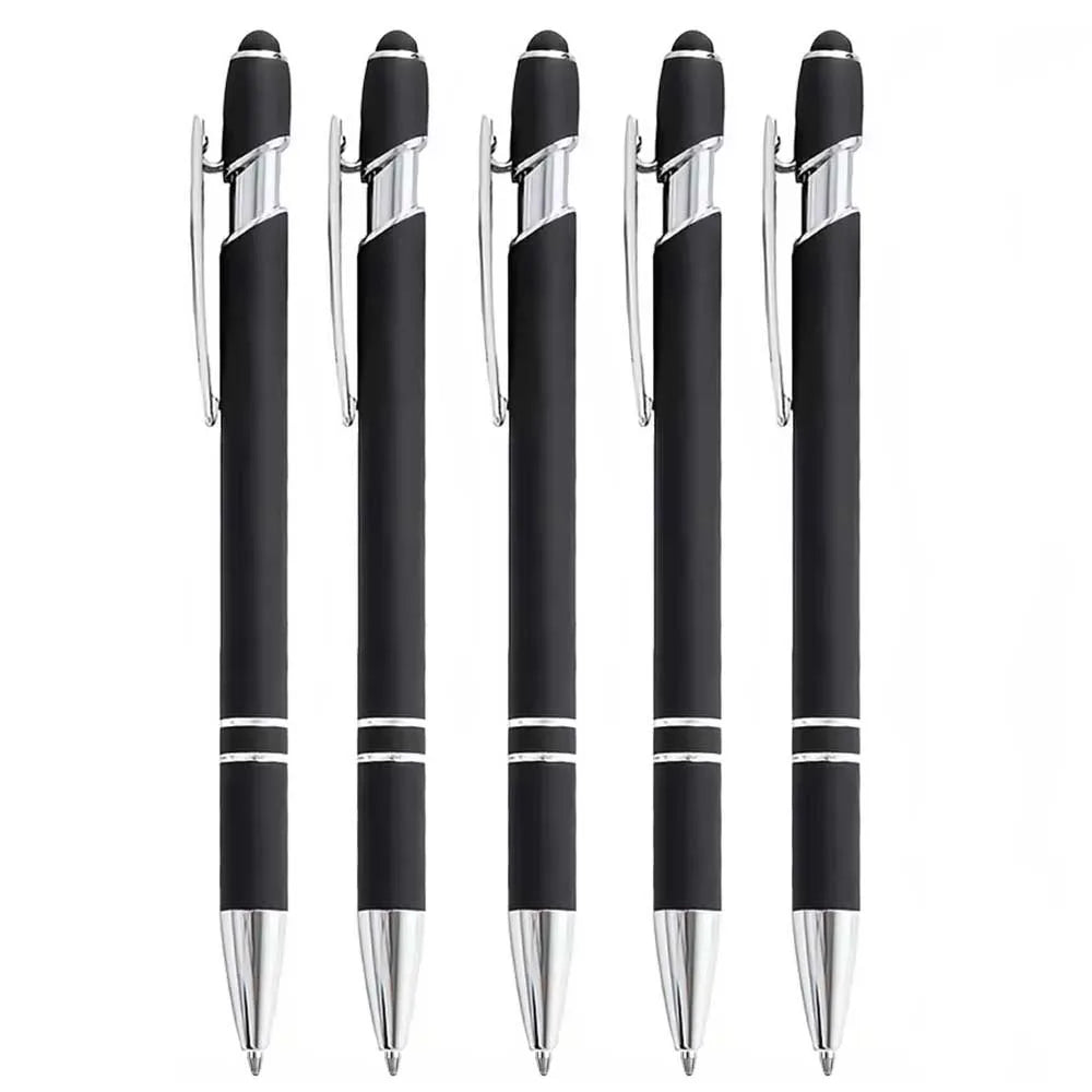 5-10Pieces Ballpoint Pen with Stylus Tip, Metal, 2 in 1 Stylus Ballpoint Pen 1.0 mm Black Ink  for Smartphone, Tablet