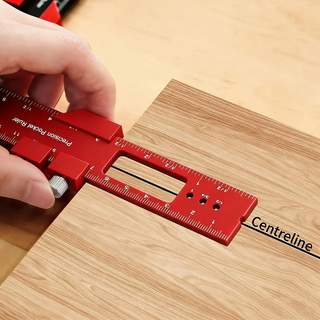 Aluminum Alloy Woodworking Pocket Ruler with Slider, Square T-shaped Ruler, T-shaped Track Reference Instrument