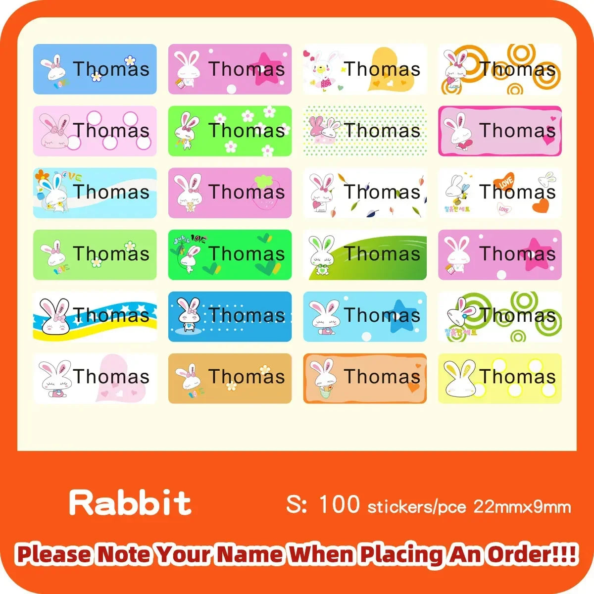 Custom Hebrew Waterproof Self-adhesive Baby Name Sticker Personalized Kids School Label Kindergarten Stationery Tag