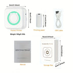 Portable Mini Label Printer - 57mm Wide, 200dpi Photo Printing, Rechargeable USB-Powered, Compact Design for Home Office