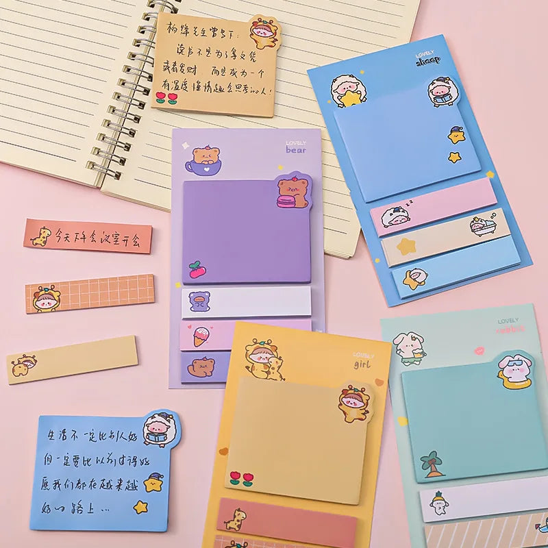Cartoon Sticky Notes kawaii Cute Memo Pad Portable Index Label Stickers Notes School Stationery Supplies