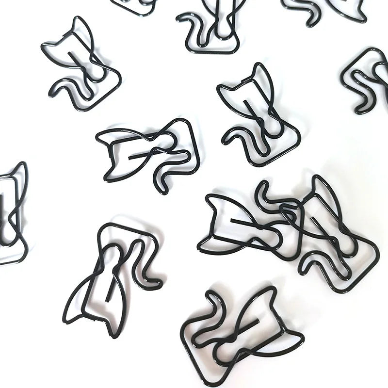 20/50pcs Cartoon Animal Paper Clip Cat Shaped Colorful Black Cat Paper Clips Metal Bookmark Cute Paper Planner Accessories