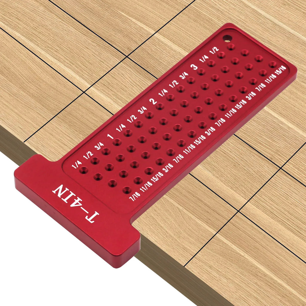 2pcs Center Finder and T-Square Hole Scribe Ruler Kit, Carpenter Center Measuring Tool, Metric & Inch Woodworking Projects Tool