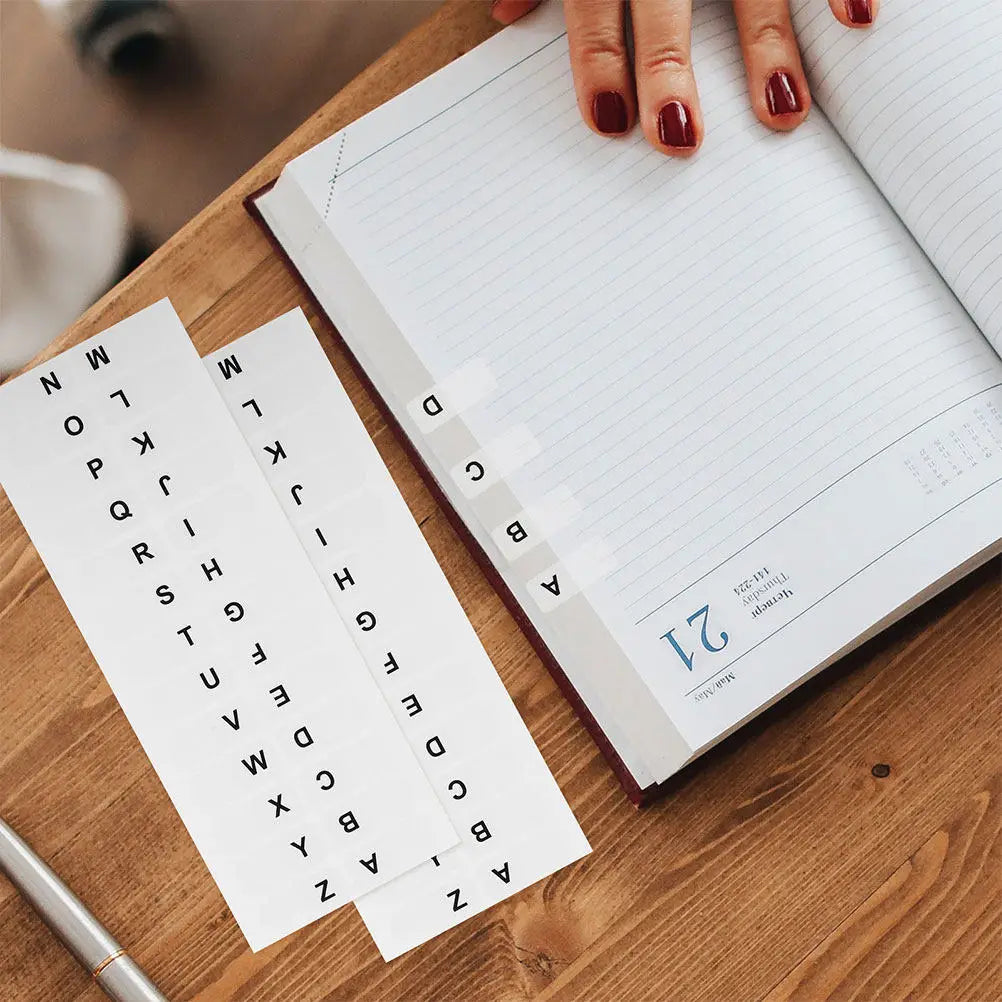 10 Sheet White Writable Index Tabs Strong Adhesion Alphabet Stickers for Quick File Book Notebook Classification Dictionary