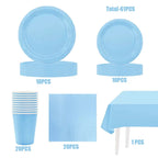Light Blue Disposable Tableware Set Paper Plates Cups Napkins For Boy Baby Shower Kids Birthday Party Decorations Supplies