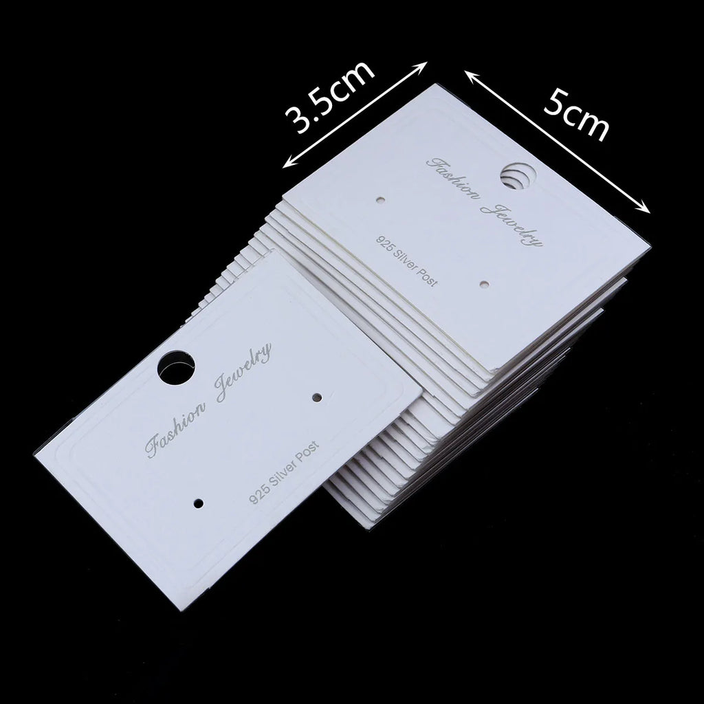 20Pcs/lot Earring Display Cards Earrings Packaging Card Hanging Hook 925/Blank Silver Mark Jewelry Storage Price Tag Supplies