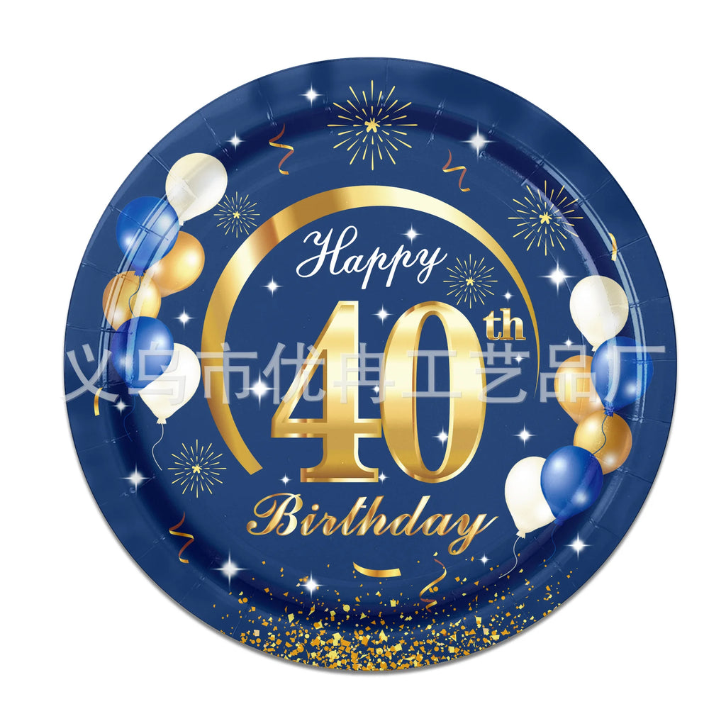 18th 30th 40th 50th 60th 70th Birthday Decorations Men Women Blue Birthday Happy Birthday  Plates Cup Tableware Anniversary