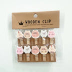 10 Pcs/Lot Creative Cartoon Animal Wooden Clip With Hemp Rope Photo Paper Clothespin Craft Clips Party Decoration Clip