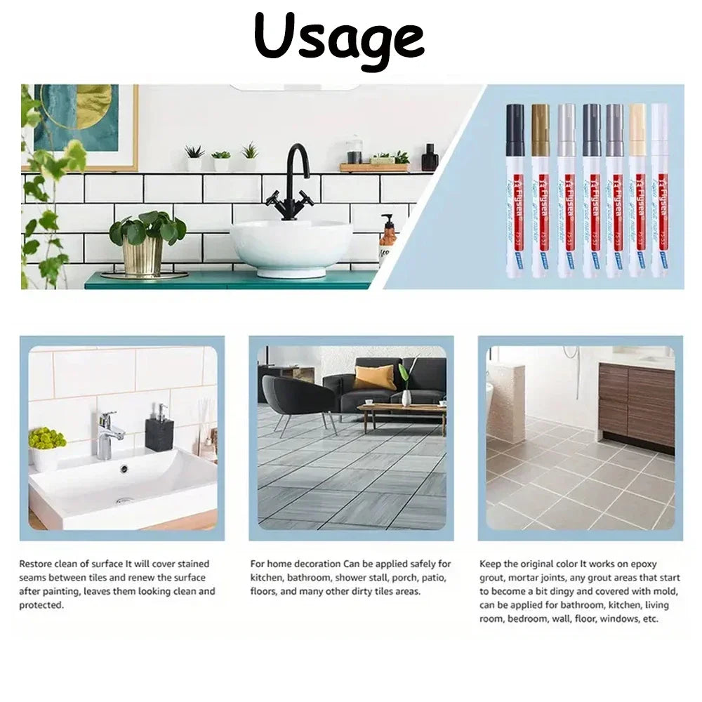 10 Colors 1/2/4/10Pcs Floor Tile Marker Pen Wall Grout Pen Waterproof for Ceramic Kitchen Bathroom Seam Paint Gap Repair Tools
