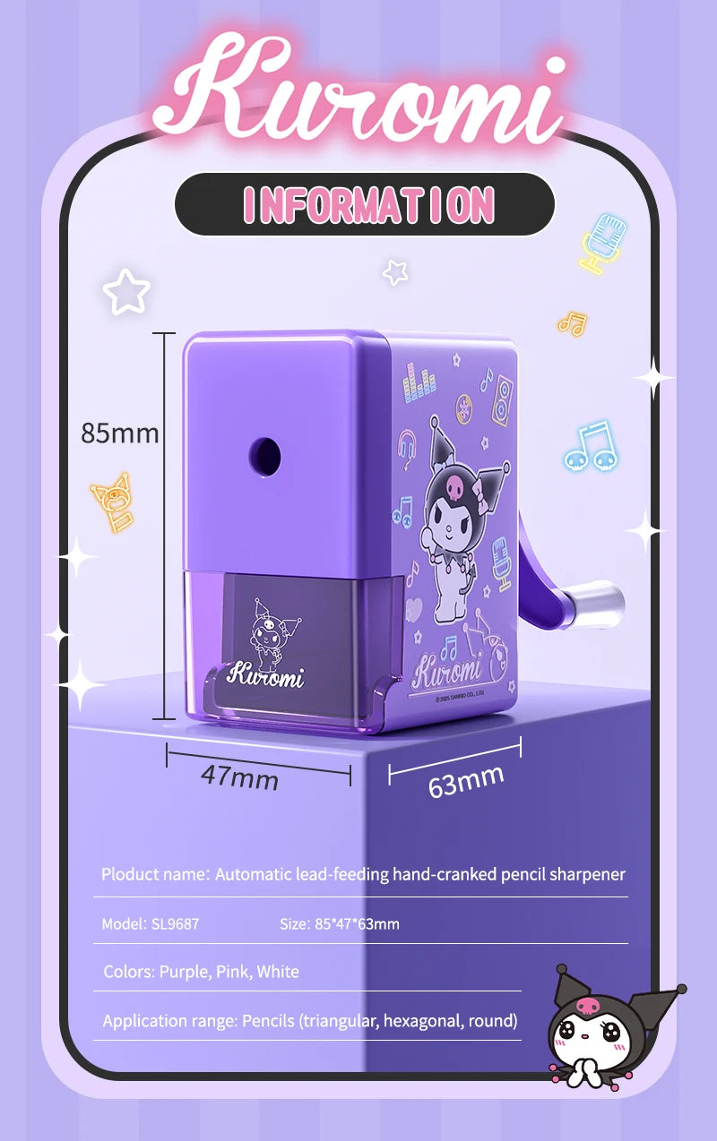 Sanrio Pencil Sharpener Fast Sharpening Easy to Use for Kids Students School Office Stationery Cute Anime Merch Kawaii Gift