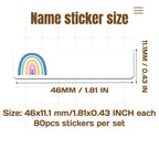 80/160/240pcs Personalized Name Stickers Custom Waterproof Labels Stick on Tag Kids Teacher Parents School Daycare - Rainbow 414