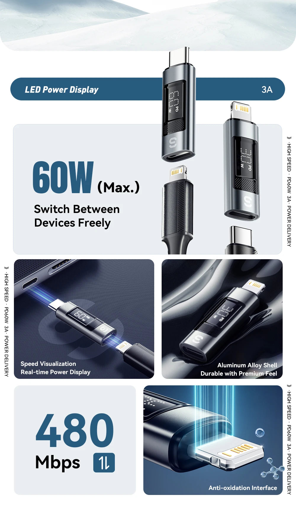 Essager Type C to Lighting OTG Adapter Digital Display Fast Charging Type-C Female To Lightning Male Connector For iPhone 15 14