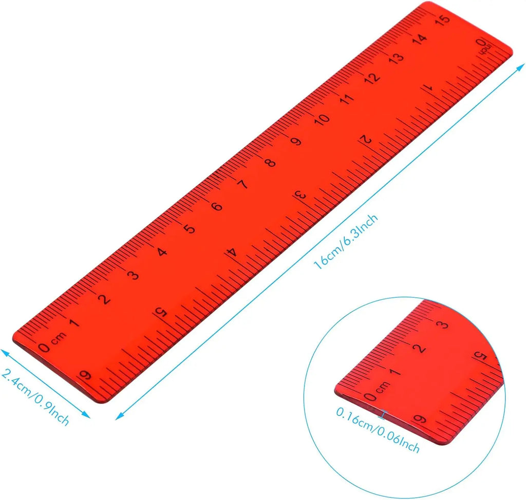 30 Pcs 6 Inch Plastic Rulers Bulk Flexible Straight Rulers with Inches Centimeters First Day of Gift Office Home Supplies