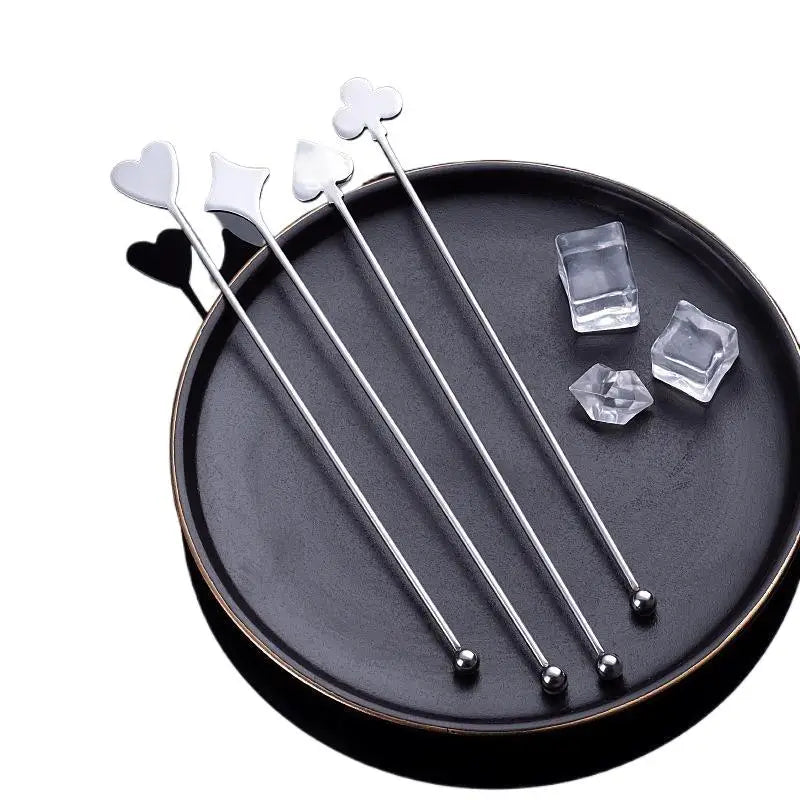 ♩Stainless Steel Stirring Stick Long Handle Bar Spoon Star Heart Shape Cocktail Stirrer For Coffee Milk Tea Home Cafe Decor 1PC
