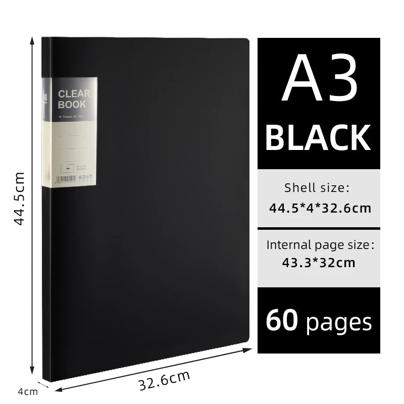A3 Side-Loading Portfolio 8K Album for Children's Certificates, Artwork, Drawing Paper, and Poster Collection Folder