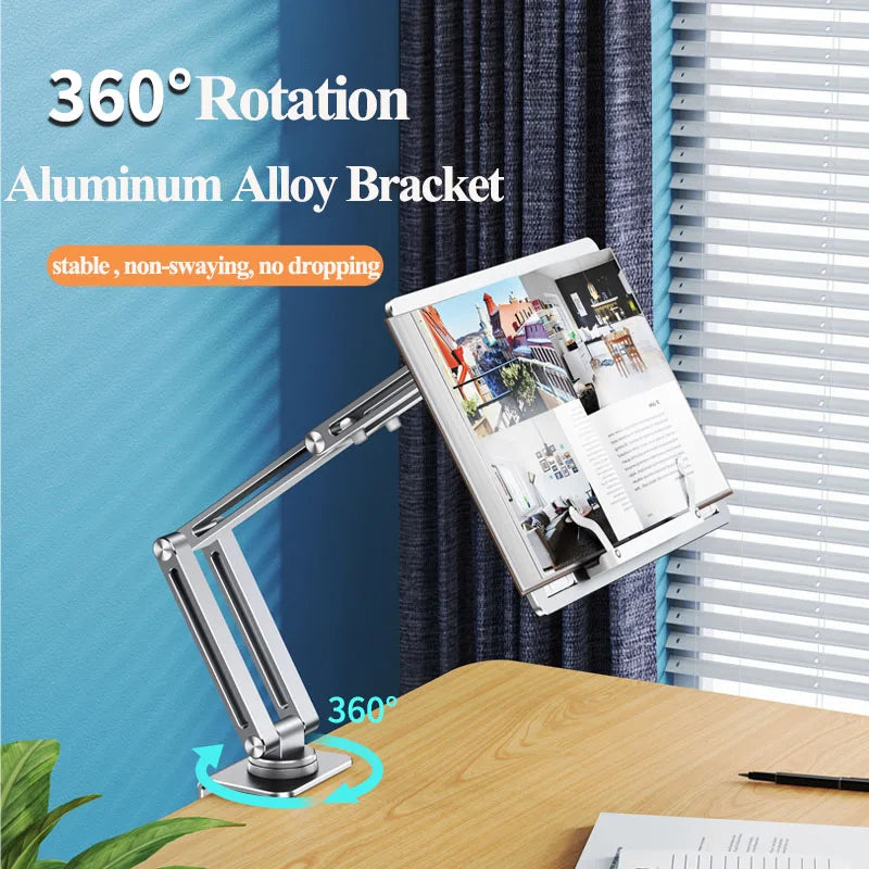 Oatsbasf Laptop Stand Clamp Tablet Hightening Support Holder Book Bracket Desktop Bed Lazy Stand 360°Rotating Hight Adjustable