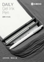 KACO Gel Pens Press Signature Pen Stationery Metal Pen Clip 0.5mm Black Ink Quicking Drying Large Capacity 800M Smooth Writing